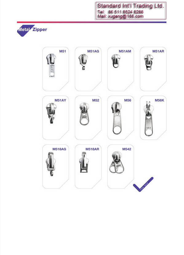 6 metal zipper standard slider