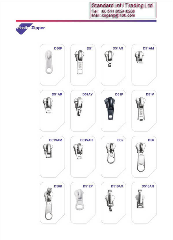 8 nylon & plastic zipper standard slider
